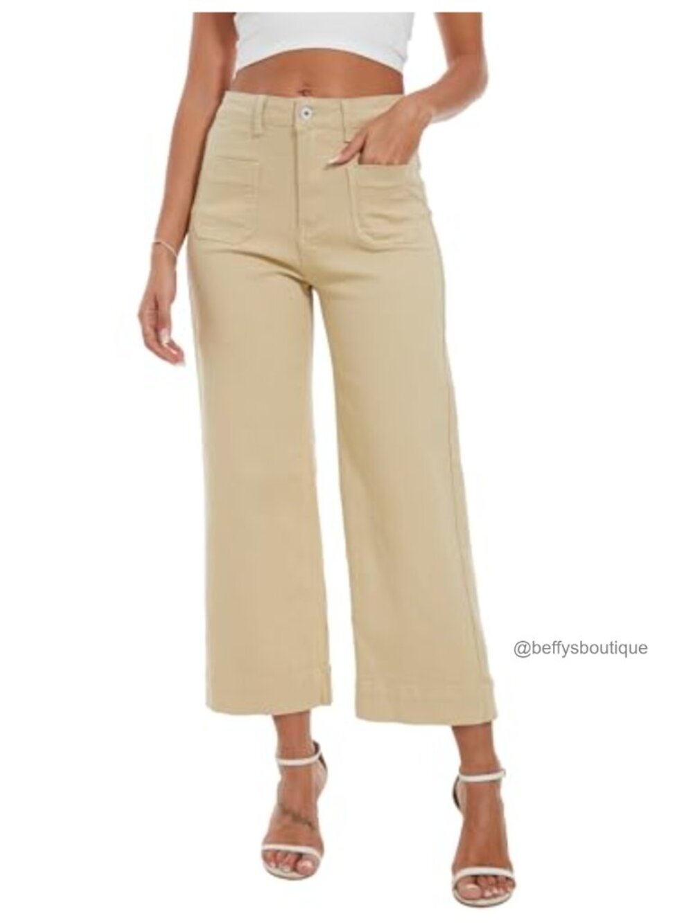 Wide Leg High Waisted Cropped Stretchy Flare Jeans